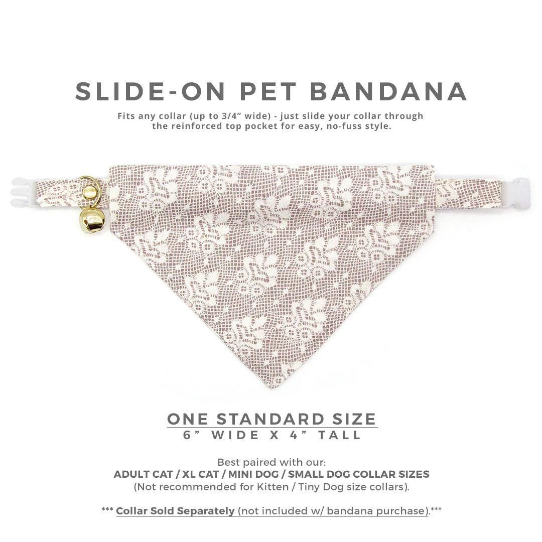 Lace Cat Bandana - "Filigree Ivory" - Simulated Cream White Lace Bandana for Cat + Small Dog / Wedding, Fancy, Bridal / Slide-on Bandana / Over-the-Collar