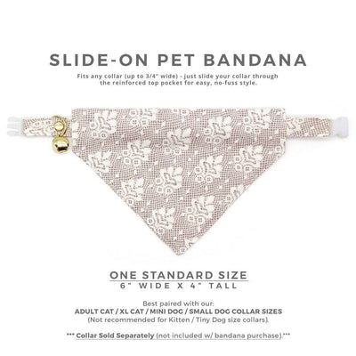 Lace Cat Bandana - "Filigree Ivory" - Simulated Cream White Lace Bandana for Cat + Small Dog / Wedding, Fancy, Bridal / Slide-on Bandana / Over-the-Collar