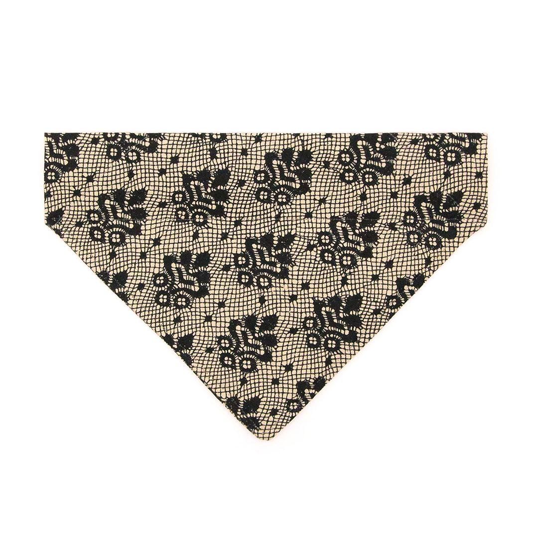 Lace Cat Bandana - "Filigree Black" - Simulated Lace Bandana for Cat + Small Dog / Fancy, Gothic, Elegant, Wedding / Slide-on Bandana / Over-the-Collar