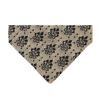 Lace Cat Bandana - "Filigree Black" - Simulated Lace Bandana for Cat + Small Dog / Fancy, Gothic, Elegant, Wedding / Slide-on Bandana / Over-the-Collar
