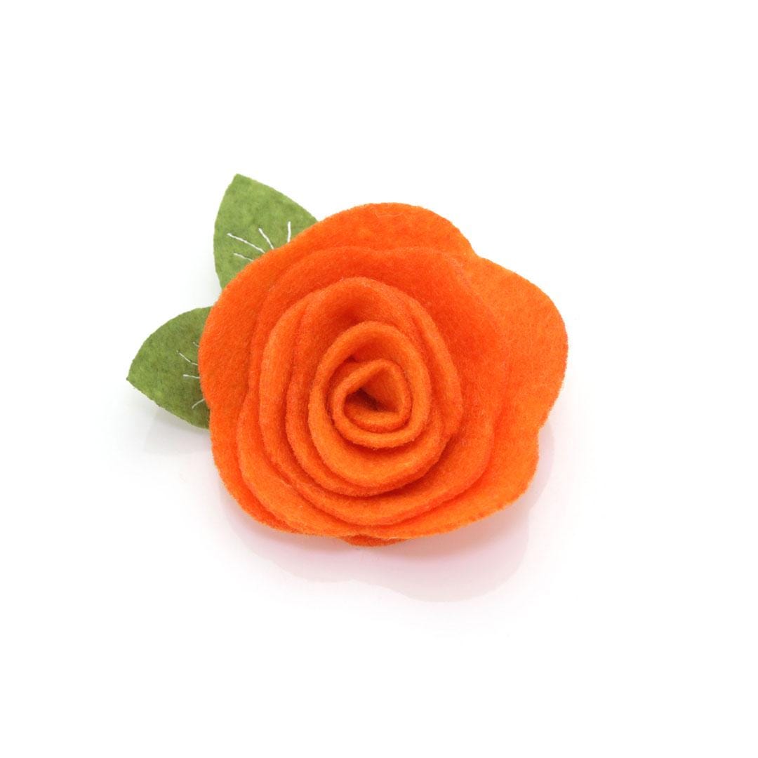 Cat Collar + Flower Set - "Maplewood" - Fall Plaid Cat Collar w/ Orange Felt Flower (Detachable) / Cat, Kitten + Small Dog Sizes