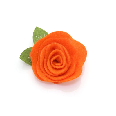 Cat Collar + Flower Set - "Maplewood" - Fall Plaid Cat Collar w/ Orange Felt Flower (Detachable) / Cat, Kitten + Small Dog Sizes