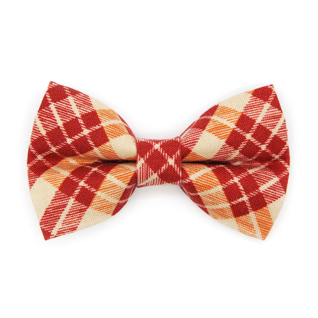 Bow Tie Cat Collar Set - "Russet Ridge" - Burgundy Plaid Cat Collar with Bow Tie / Cranberry, Maroon, Thanksgiving / Cat, Kitten, Small Dog Sizes
