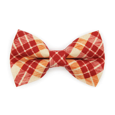 Bow Tie Cat Collar Set - "Russet Ridge" - Burgundy Plaid Cat Collar with Bow Tie / Cranberry, Maroon, Thanksgiving / Cat, Kitten, Small Dog Sizes