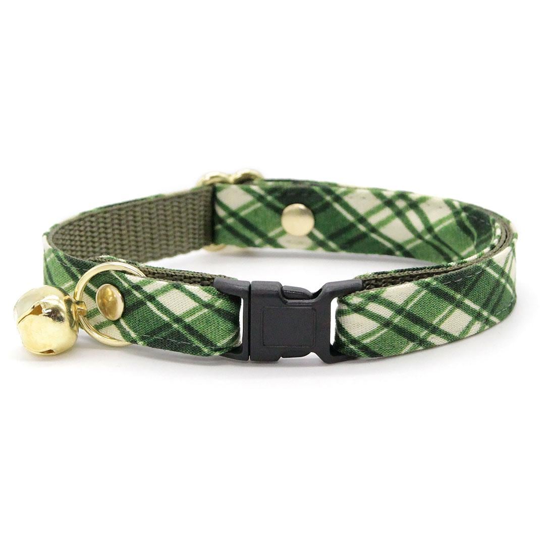 Bow Tie Cat Collar Set - "Pinecrest" - Forest Green Plaid Cat Collar with Bow Tie / Fall, Winter, Christmas / Cat, Kitten, Small Dog Sizes