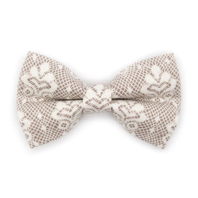 Bow Tie Cat Collar Set - "Filigree Ivory" - Simulated Lace Cat Collar with Bow Tie / Wedding, Fancy, Bridal / Cat, Kitten, Small Dog Sizes