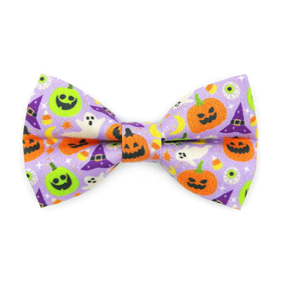 Bow Tie Cat Collar Set - "Creepy Cuties - Purple" - Halloween Cat Collar with Bow Tie / Ghost, Pumpkin, Skull / Cat, Kitten, Small Dog Sizes