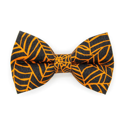 Bow Tie Cat Collar Set - "Spellbound" - Spiderweb Cat Collar with Bow Tie / Orange & Black, Halloween, Spider / Cat, Kitten, Small Dog Sizes