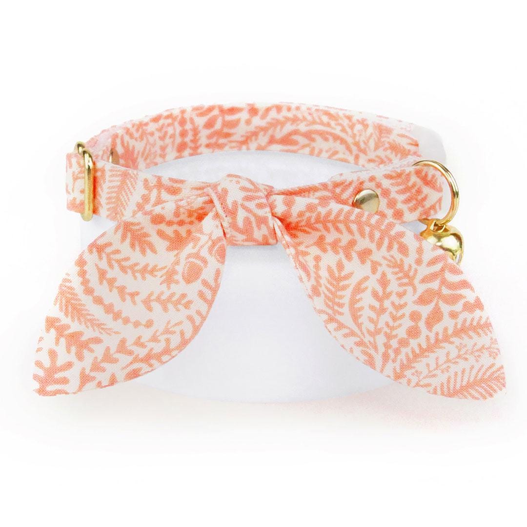 Botanical Cat Collar - "Terra" - Peach Pink Fern Cat Collar / Breakaway Buckle or Non-Breakaway / Cat, Kitten + Small Dog Sizes