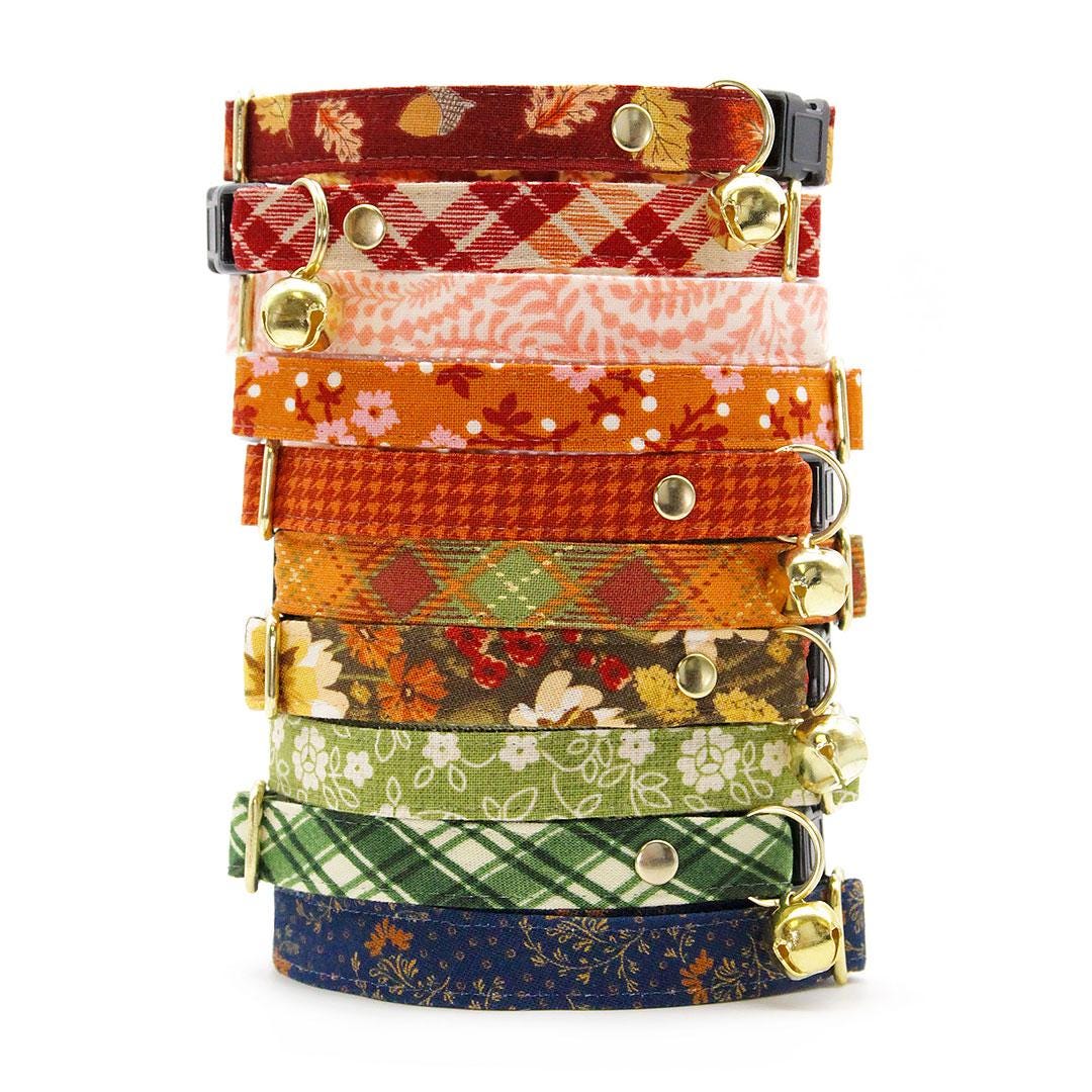 Plaid Cat Collar - "Metro" - Rainbow Check Cat Collar / Breakaway Buckle or Non-Breakaway / Back to School, Fall, Winter / Cat, Kitten + Small Dog Sizes