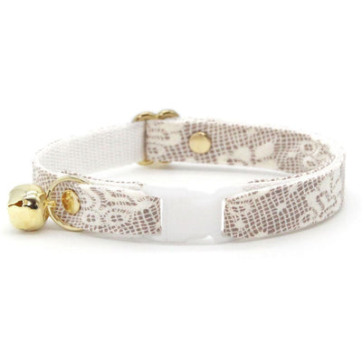Lace Cat Collar - "Filigree Ivory" - Simulated Lace Cream Cat Collar / Wedding, Bridal / Breakaway Buckle or Non-Breakaway / Cat, Kitten + Small Dog Sizes