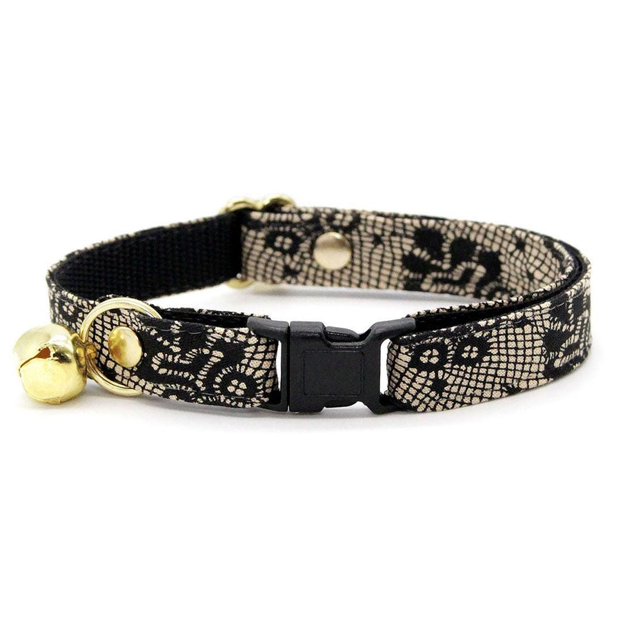 Lace Cat Collar - "Filigree Black" - Simulated Lace Black Cat Collar / Wedding, Gothic, Boudoir / Breakaway Buckle or Non-Breakaway / Cat, Kitten + Small Dog Sizes