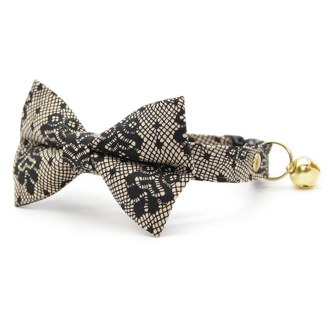 Lace Cat Collar - "Filigree Black" - Simulated Lace Black Cat Collar / Wedding, Gothic, Boudoir / Breakaway Buckle or Non-Breakaway / Cat, Kitten + Small Dog Sizes