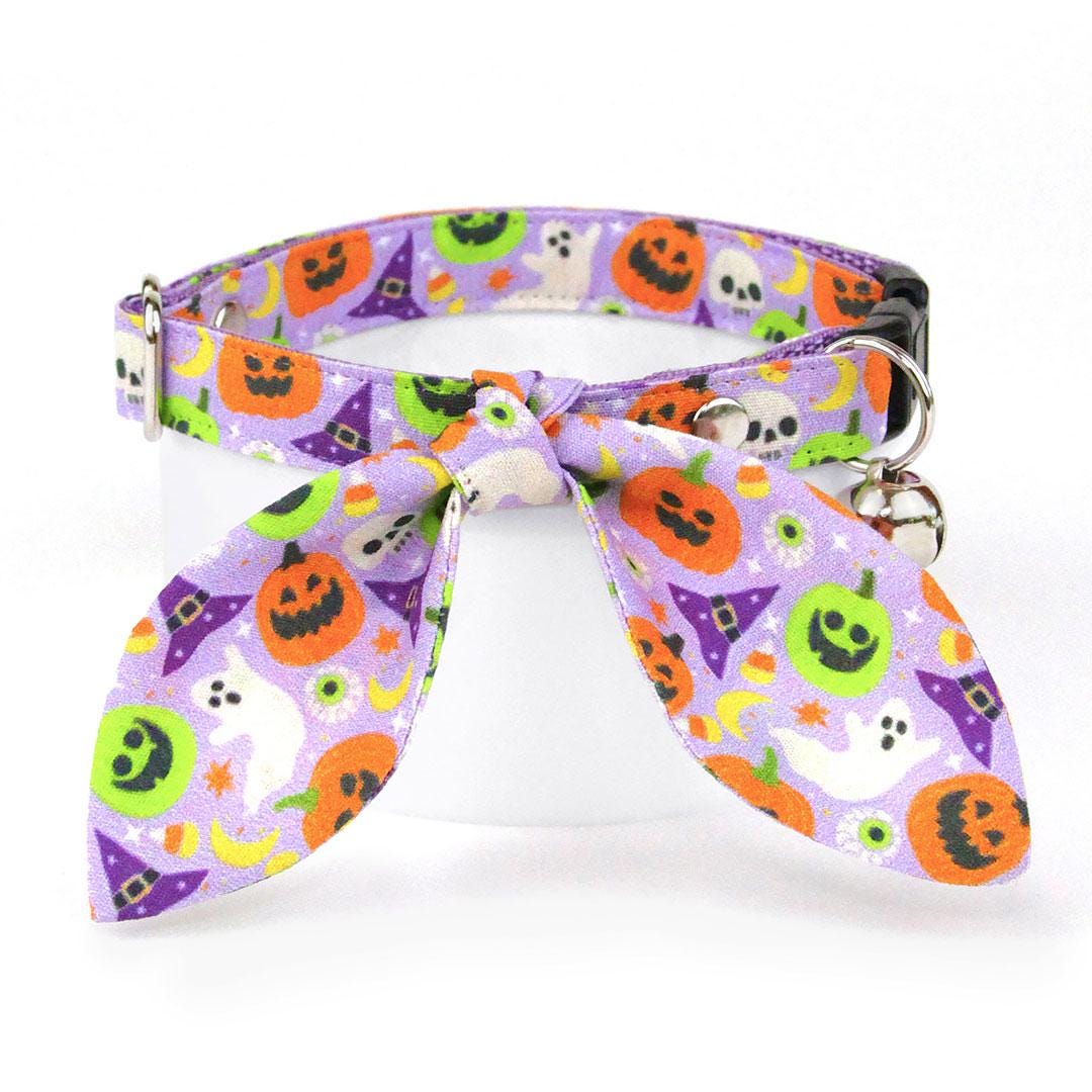 Halloween Cat Collar - "Creepy Cuties - Purple" - Spooky Cat Collar / Breakaway Buckle or Non-Breakaway / Cat, Kitten + Small Dog Sizes