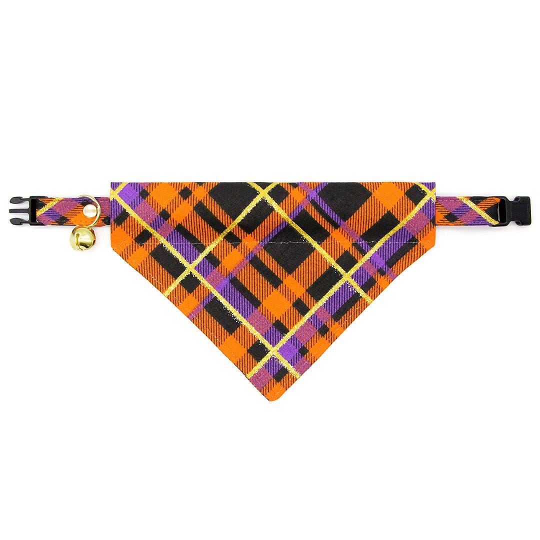 Halloween Cat Collar - "Midnight Mischief" - Spooky Plaid Cat Collar / Breakaway Buckle or Non-Breakaway / Cat, Kitten + Small Dog Sizes