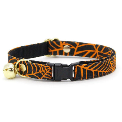 Spiderweb Cat Collar - "Spellbound" - Spooky Halloween Cat Collar / Breakaway Buckle or Non-Breakaway / Cat, Kitten + Small Dog Sizes