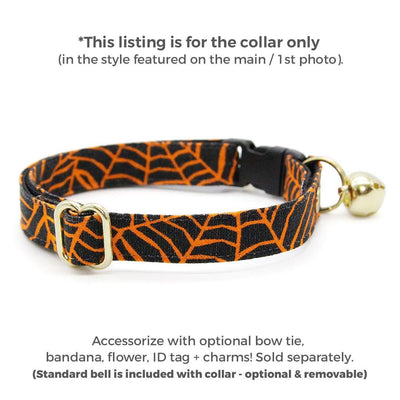 Spiderweb Cat Collar - "Spellbound" - Spooky Halloween Cat Collar / Breakaway Buckle or Non-Breakaway / Cat, Kitten + Small Dog Sizes