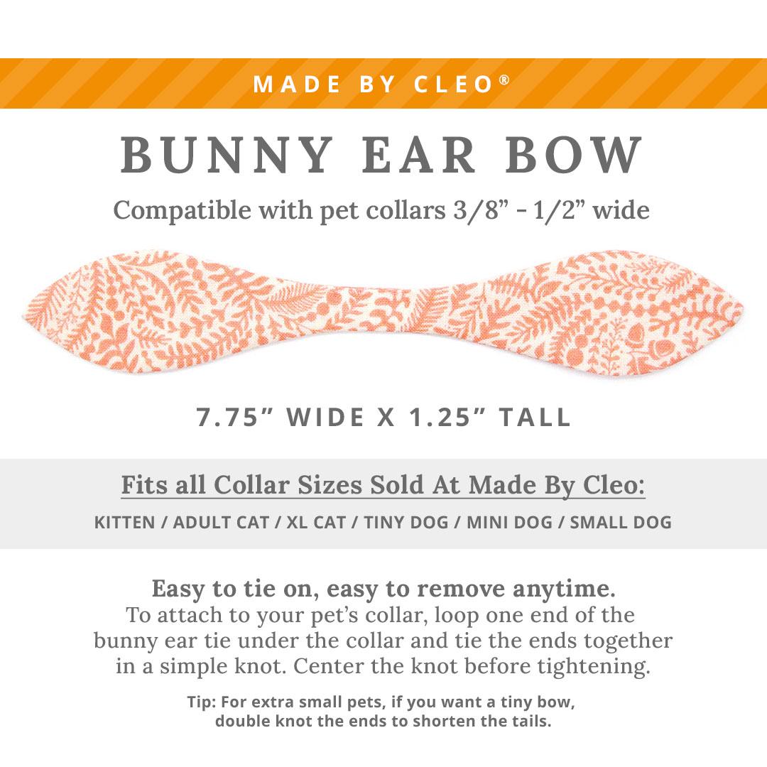 Cat Collar & Bunny Ear Bow Set - "Terra" - Peach Pink Fern Cat Collar w/ Matching Bunny Bow Tie / Tie-On Scarf / Cat, Kitten + Small Dog Sizes
