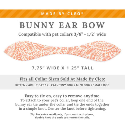 Cat Collar & Bunny Ear Bow Set - "Terra" - Peach Pink Fern Cat Collar w/ Matching Bunny Bow Tie / Tie-On Scarf / Cat, Kitten + Small Dog Sizes
