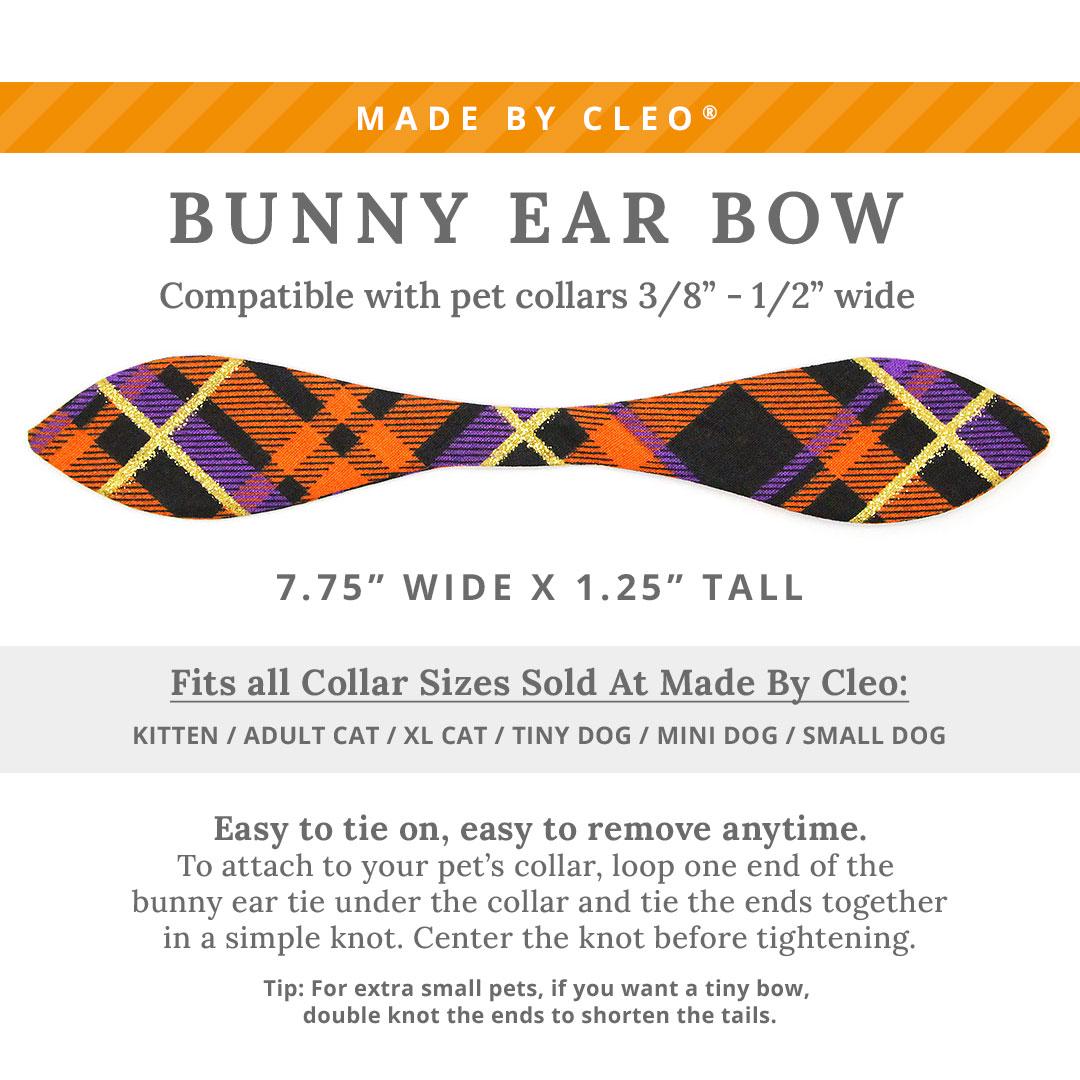 Cat Collar & Bunny Ear Bow Set - "Midnight Mischief" - Halloween Plaid Cat Collar w/ Matching Bunny Bow Tie / Tie-On Scarf / Cat, Kitten + Small Dog Sizes