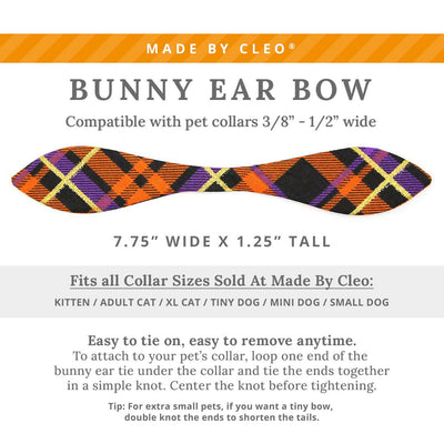 Cat Collar & Bunny Ear Bow Set - "Midnight Mischief" - Halloween Plaid Cat Collar w/ Matching Bunny Bow Tie / Tie-On Scarf / Cat, Kitten + Small Dog Sizes