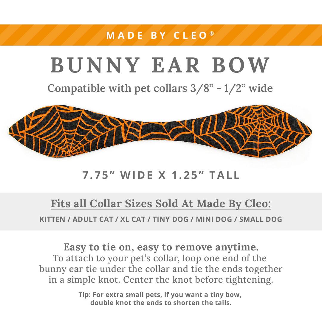 Cat Collar & Bunny Ear Bow Set - "Spellbound" - Halloween Spiderweb Cat Collar w/ Matching Bunny Bow Tie / Tie-On Scarf / Cat, Kitten + Small Dog Sizes