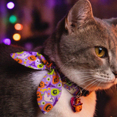 Halloween Cat Collar - "Creepy Cuties - Purple" - Spooky Cat Collar / Breakaway Buckle or Non-Breakaway / Cat, Kitten + Small Dog Sizes