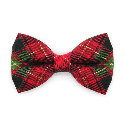 Bow Tie Cat Collar Set - "Winterwood" - Red Black & Green Holiday Plaid Cat Collar with Bow Tie / Rustic, Christmas, Winter / Cat, Kitten, Small Dog Sizes