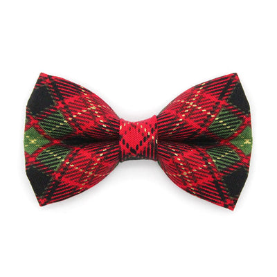 Plaid Cat Bow Tie - "Winterwood" - Holiday Red Plaid Bow Tie for Cat Collar / Rustic, Christmas, Winter / Cat, Kitten + Small Dog Bowtie