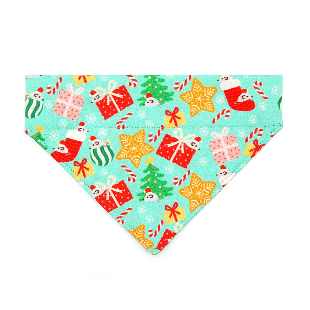 Holiday Cat Bandana - "Merry Mice - Mint" - Christmas Mouse Bandana for Cat + Small Dog / Fun Whimsical / Slide-on Bandana