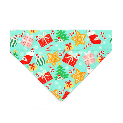 Holiday Cat Bandana - "Merry Mice - Mint" - Christmas Mouse Bandana for Cat + Small Dog / Fun Whimsical / Slide-on Bandana