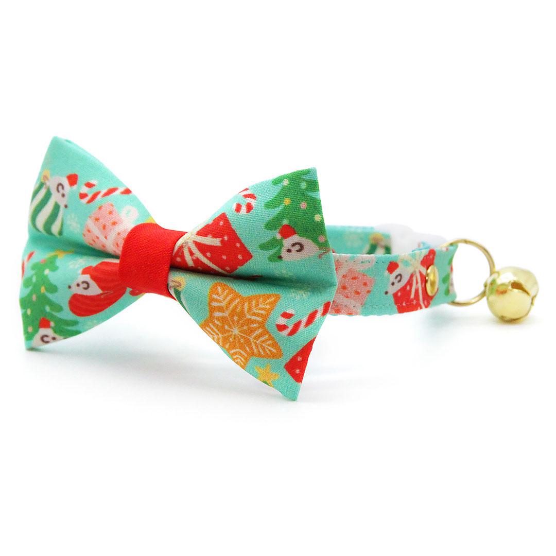 Christmas Cat Collar - "Merry Mice - Mint" - Fun Holiday Mouse Cat Collar / Breakaway Buckle or Non-Breakaway / Cat, Kitten + Small Dog Sizes