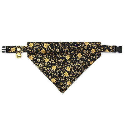 Cat Collar - "Night Bloom" - Regal Gold & Black Cat Collar / Elegant, Wedding, New Year's / Breakaway Buckle or Non-Breakaway / Cat, Kitten + Small Dog Sizes