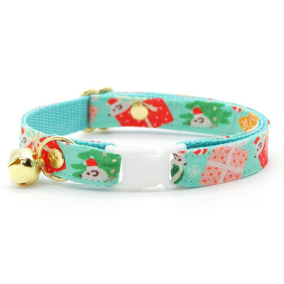 Bow Tie Cat Collar Set - "Merry Mice - Mint" - Christmas Mouse Cat Collar with Bow Tie / Fun Whimsical Holiday / Cat, Kitten, Small Dog Sizes