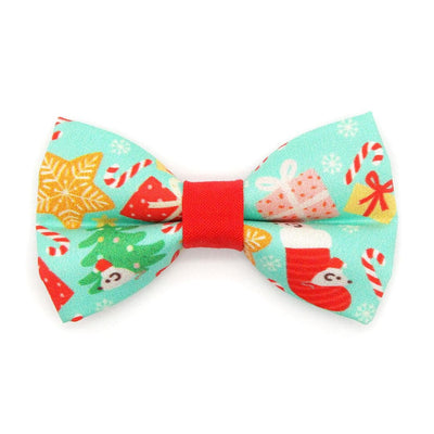 Bow Tie Cat Collar Set - "Merry Mice - Mint" - Christmas Mouse Cat Collar with Bow Tie / Fun Whimsical Holiday / Cat, Kitten, Small Dog Sizes