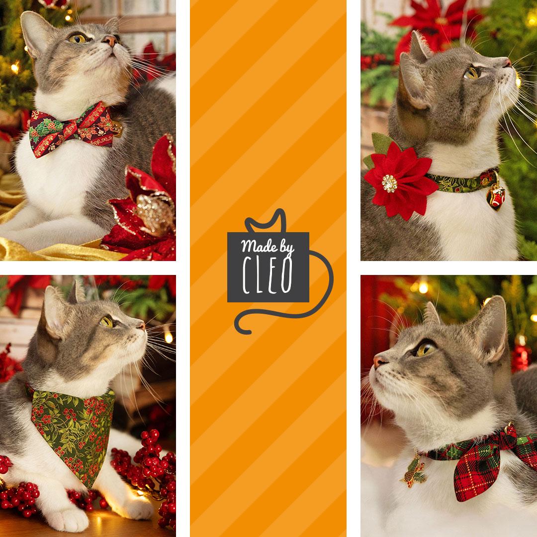 Cat Bandana - "Night Bloom" - Elegant Gold & Black Bandana for Cat + Small Dog / Wedding, New Year's / Slide-on Bandana