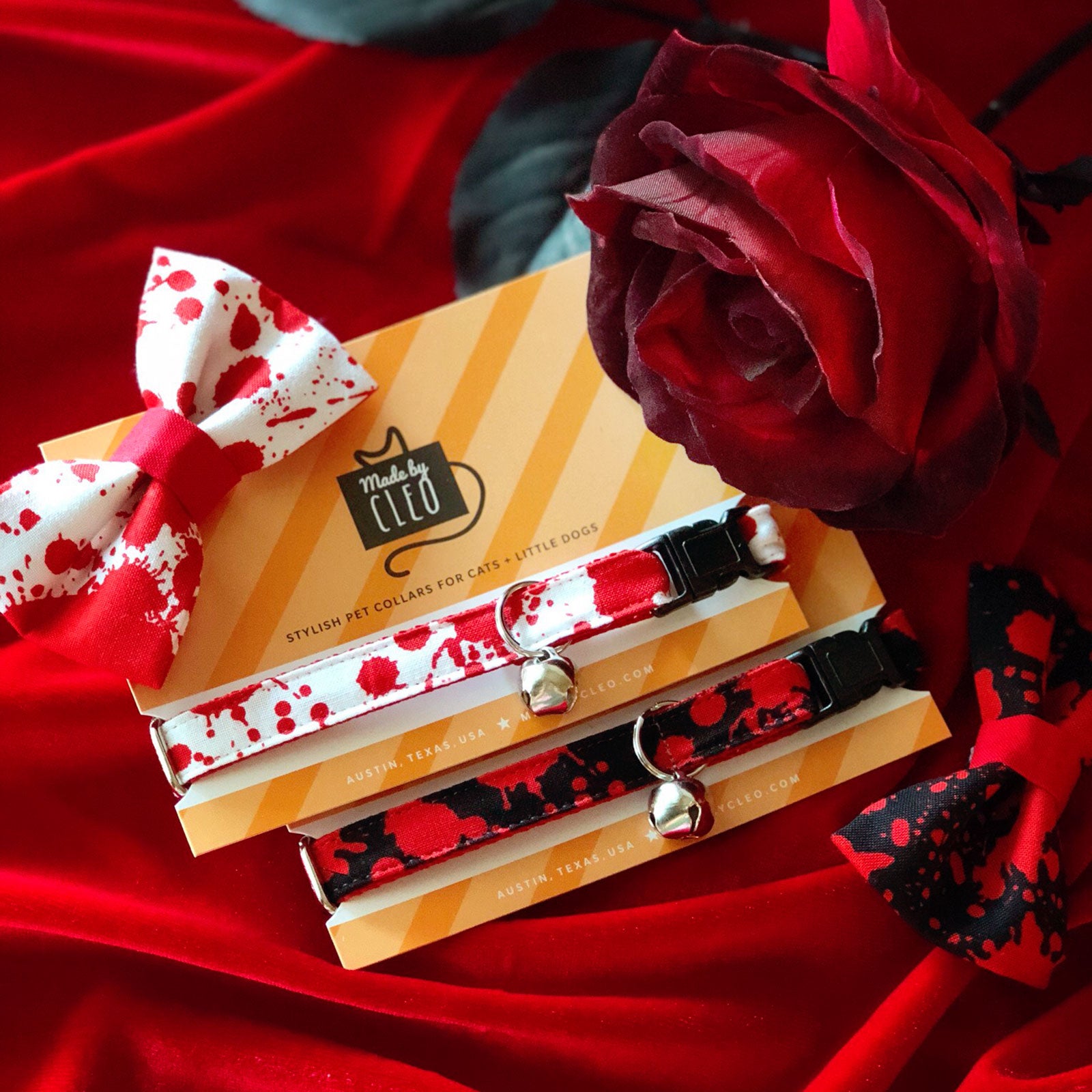 Vampire Cat Bow Tie - "Dracula" - Horror Movie Cat Collar Bow Tie/Kitten Bow Tie/Small Dog Bow Tie - Removable (One Size)