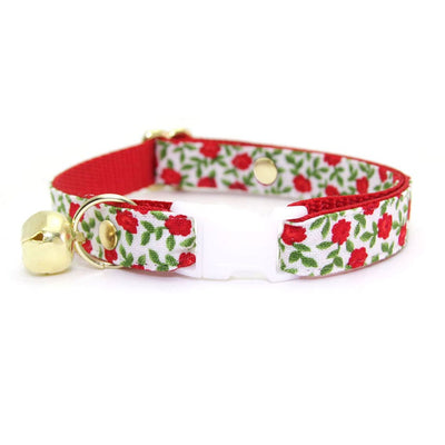 Cat Collar - "Antique Rose" - Red Mini Roses Cat Collar / Valentine's Day - Breakaway Buckle or Non-Breakaway / Cat, Kitten + Small Dog Sizes