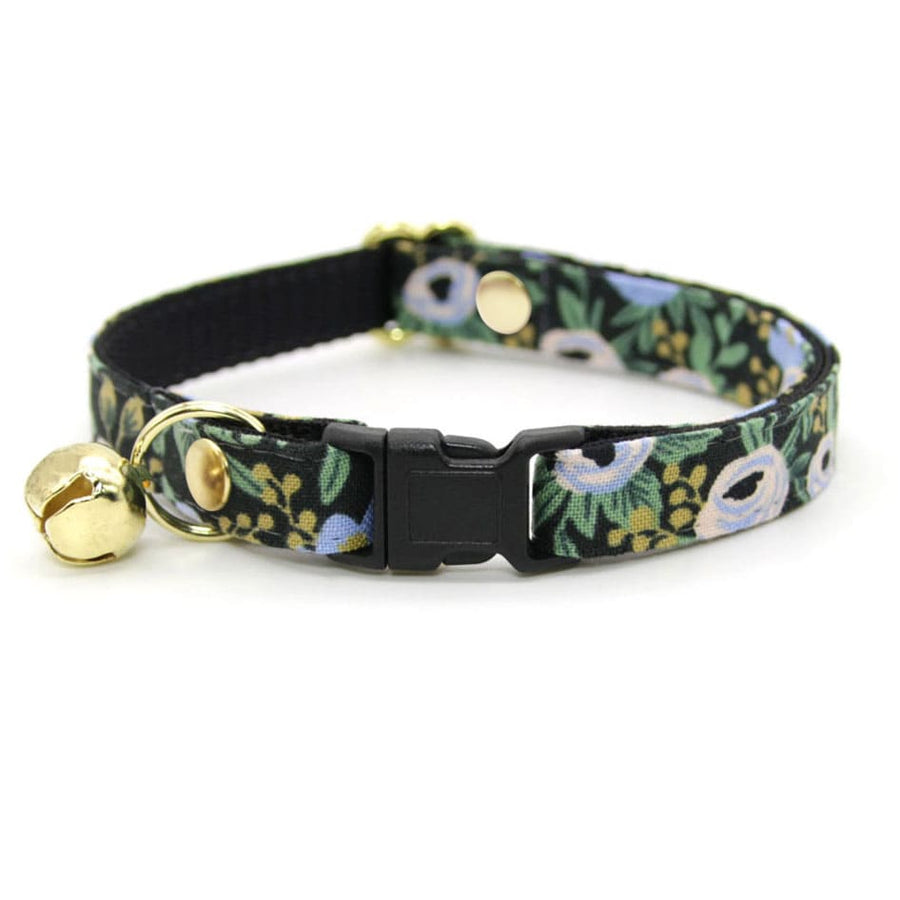 Rifle Paper Co® Cat Collar - "Belladonna" - Floral Black Cat Collar / Breakaway Buckle or Non-Breakaway / Cat, Kitten + Small Dog Sizes