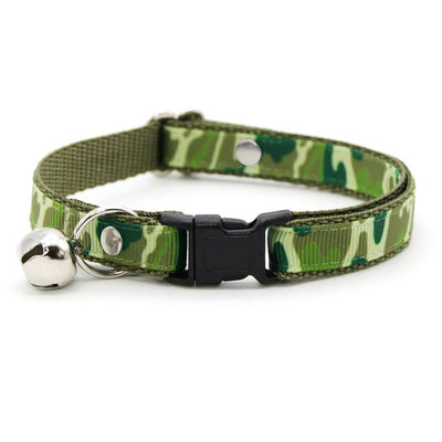 Cat Collar - "Commando" - Army Green Camo Cat Collar / Military Camouflage / Breakaway Buckle or Non-Breakaway / Cat, Kitten + Small Dog Sizes