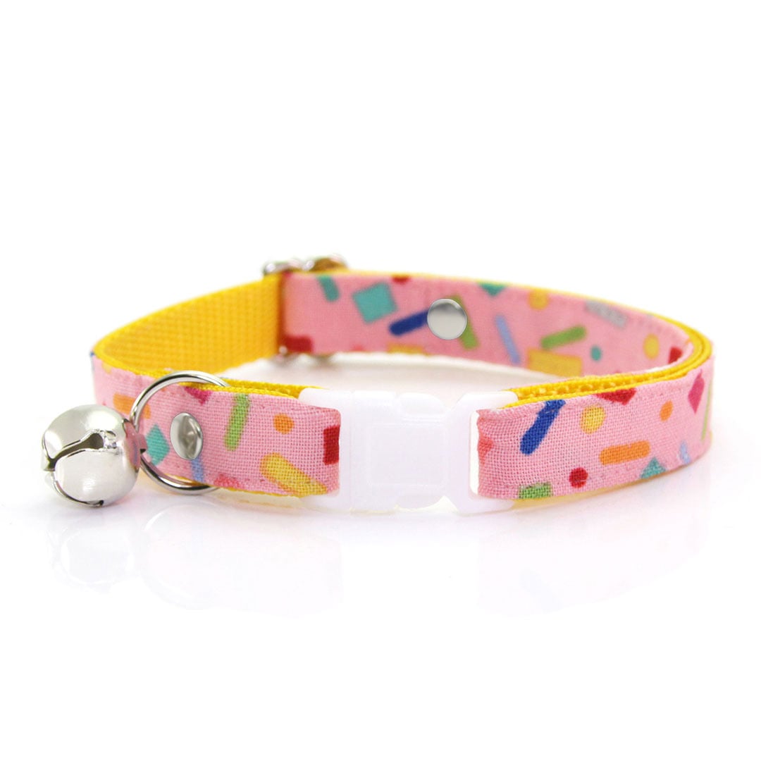 Cat Collar - "Confetti Sprinkles" - Pink Cat Collar - Breakaway Buckle or Non-Breakaway / Cat, Kitten + Small Dog Sizes