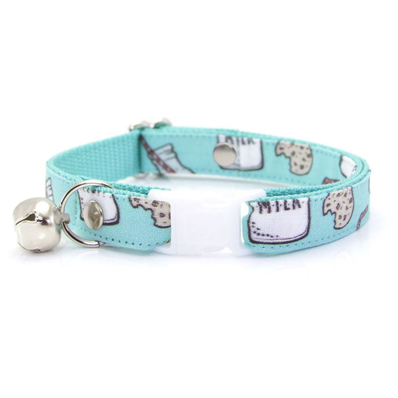 Cat Collar - "Cookies and Milk - Mint" Cat Collar - Breakaway Buckle or Non-Breakaway / Cat, Kitten + Small Dog Sizes