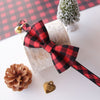 Bow Tie Cat Collar Set - "Cozy Cabin Red" - Buffalo Plaid Cat Collar + Bow Tie (Removable) / Breakaway or Non-Breakaway