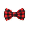 Pet Bow Tie - "Cozy Cabin Red" - Buffalo Check Plaid in Red - Fall / Winter / Holiday / Hipster - Detachable Bowtie for Cats + Dogs