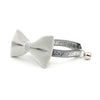 Pet Bow Tie - "Velvet - Pale Gray" - Light Grey Velvet Bowtie / Wedding / For Cats + Small Dogs / Removable (One Size)