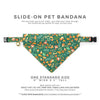Pet Bandana - "Forest Fantasy" - Woodland Botanical Green Bandana w/ Mushrooms for Cat + Small Dog / Slide-on Bandana / Over-the-Collar (One Size)