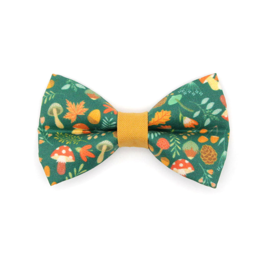 Bow Tie Cat Collar Set - "Forest Fantasy" - Woodland Medley Green Cat Collar w/ Matching Bowtie / Cat, Kitten, Small Dog Sizes