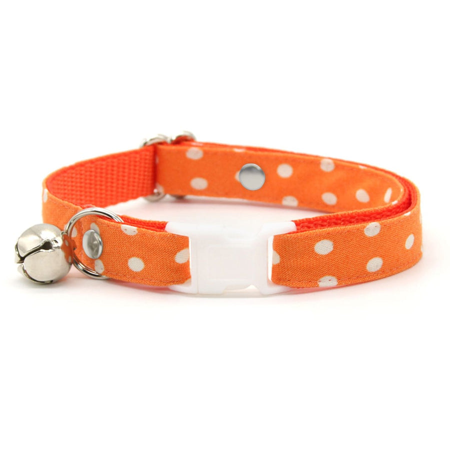 Glow In The Dark Cat Collar - "Polka Dot - Orange" - Night Visibility Orange Cat Collar / Breakaway Buckle or Non-Breakaway / Cat, Kitten + Small Dog Sizes