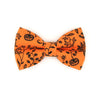 Halloween Pet Bow Tie - "Gothic Halloween" - Black & Orange Bow Tie for Cat / Spooky Floral / For Cats + Small Dogs (One Size)