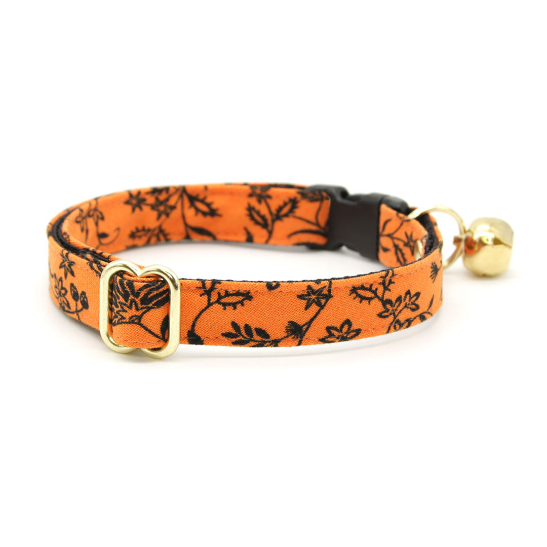 Halloween Bow Tie Cat Collar Set - "Gothic Halloween" - Black & Orange Cat Collar w/ Matching Bowtie / Cat, Kitten, Small Dog Sizes